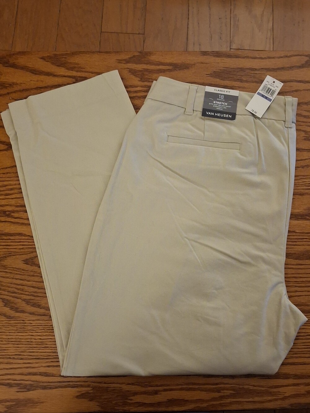 NWT Van Heusen Women's Size 18 Khaki Stretch Dress Pants Chinos - Light Tan